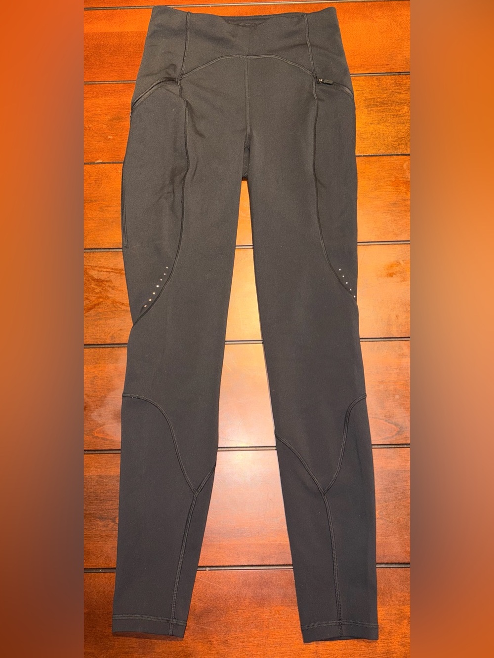 Lululemon Women’s Size 6 Black Running Leggings with Zipper Pockets Performance